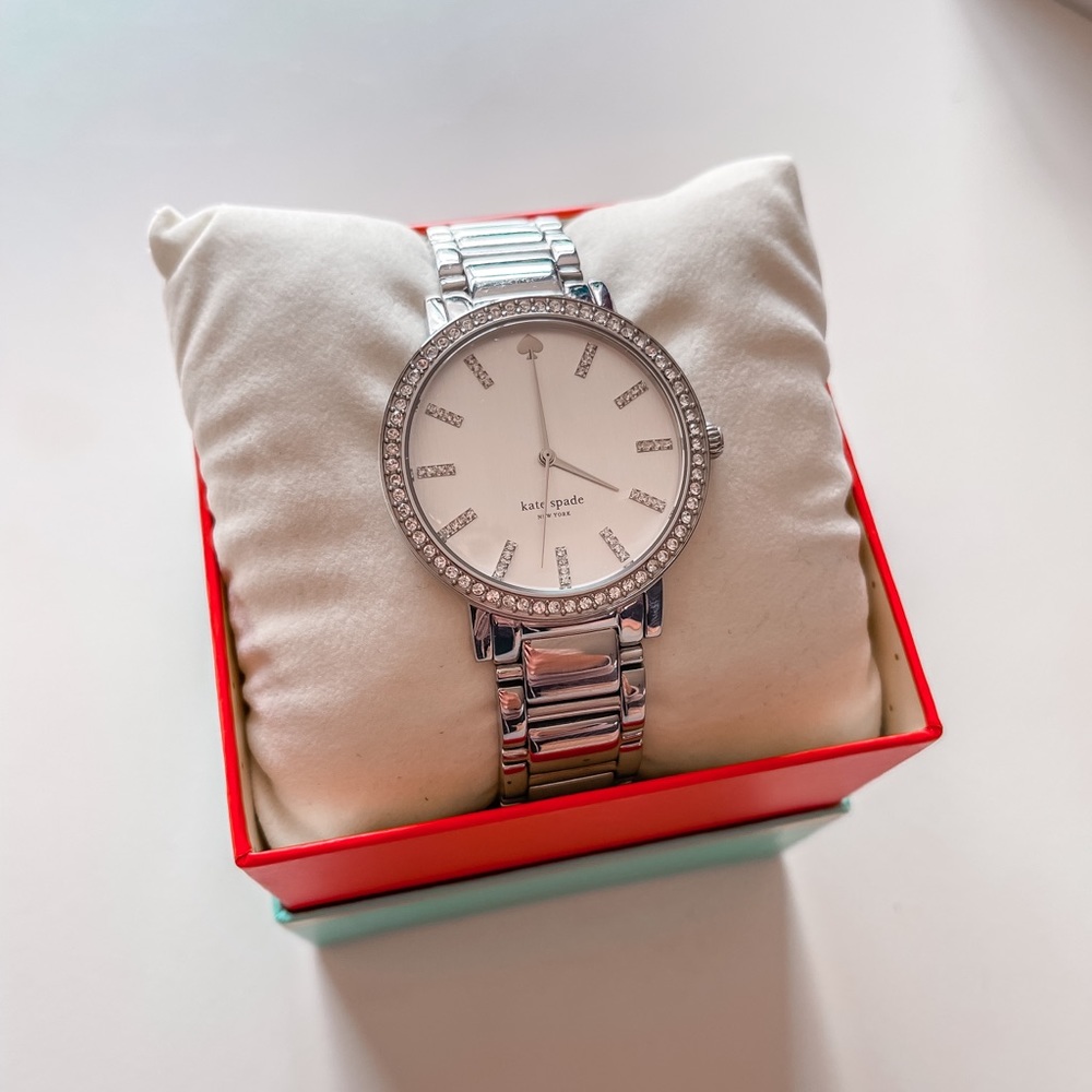 Kate Spade New York Women’s Gramercy Crystal-Accented Silver Watch